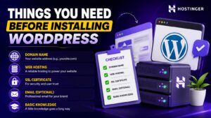 HOSTINGER HPANEL dashboard showing beginner-friendly WORDPRESS hosting features with one-click installation and website management 