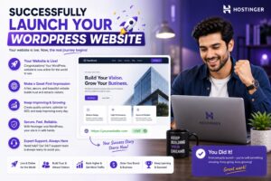 Successfully launching a WORDPRESS website on HOSTINGER after completing the beginner setup guide in 2026