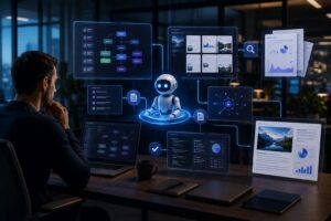 Autonomous AI agent performing research and creating reports