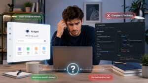 Beginner comparing simple and technical AI agent tools